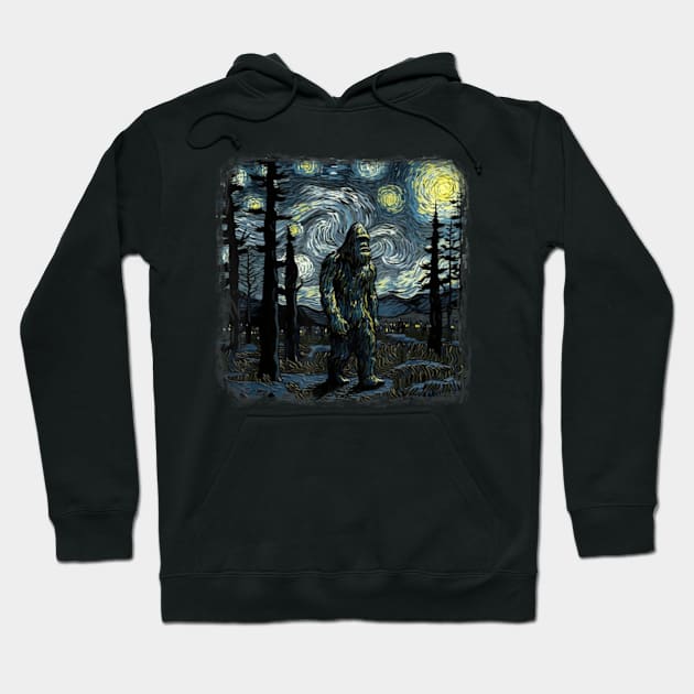 Bigfoot Starry Night Sasquatch Hoodie by Sandlin Keen Ai